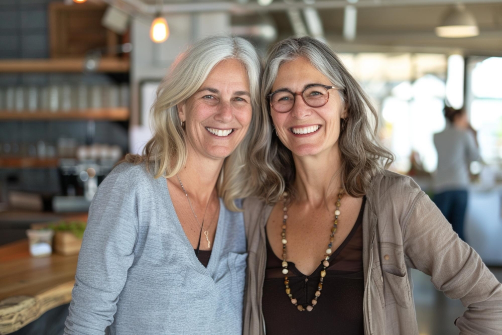 Two women smiling and posing for a photo