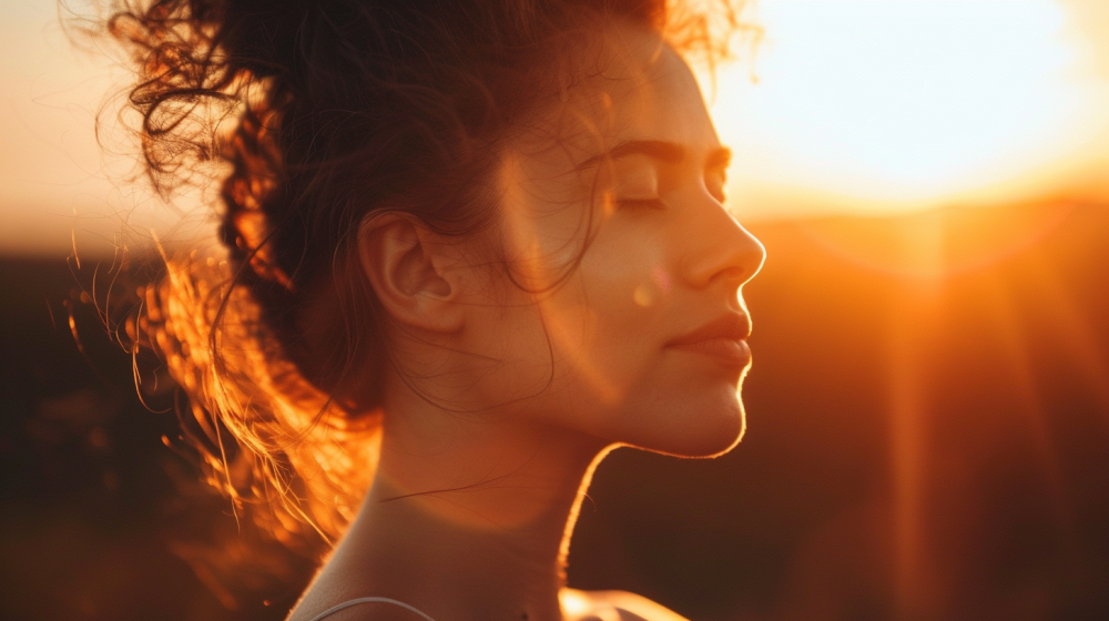 kvinna i solen