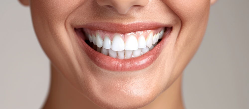 kvinna med vita tander