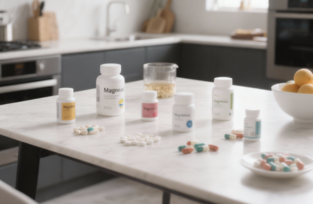 magnesiumcapsules on table